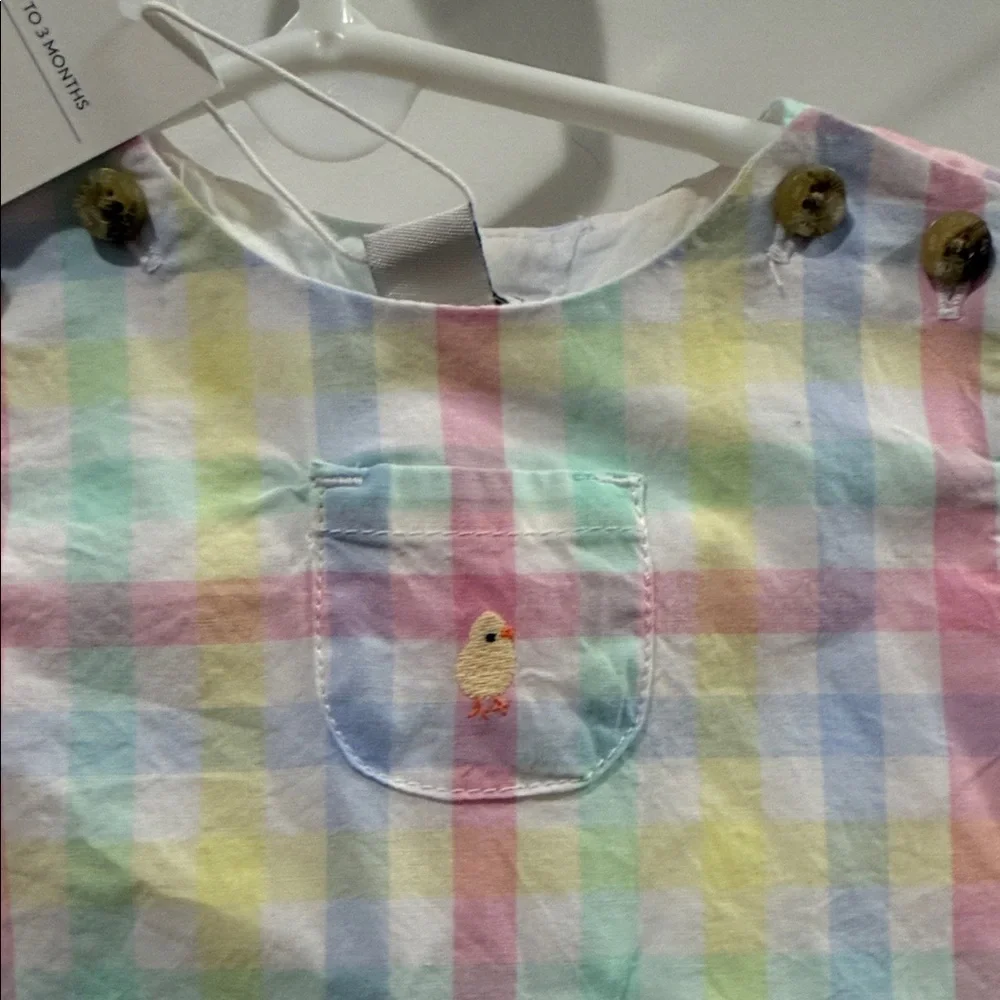 Janie and Jack Multicolor Checkered Baby Romper size 0-3 months NWT